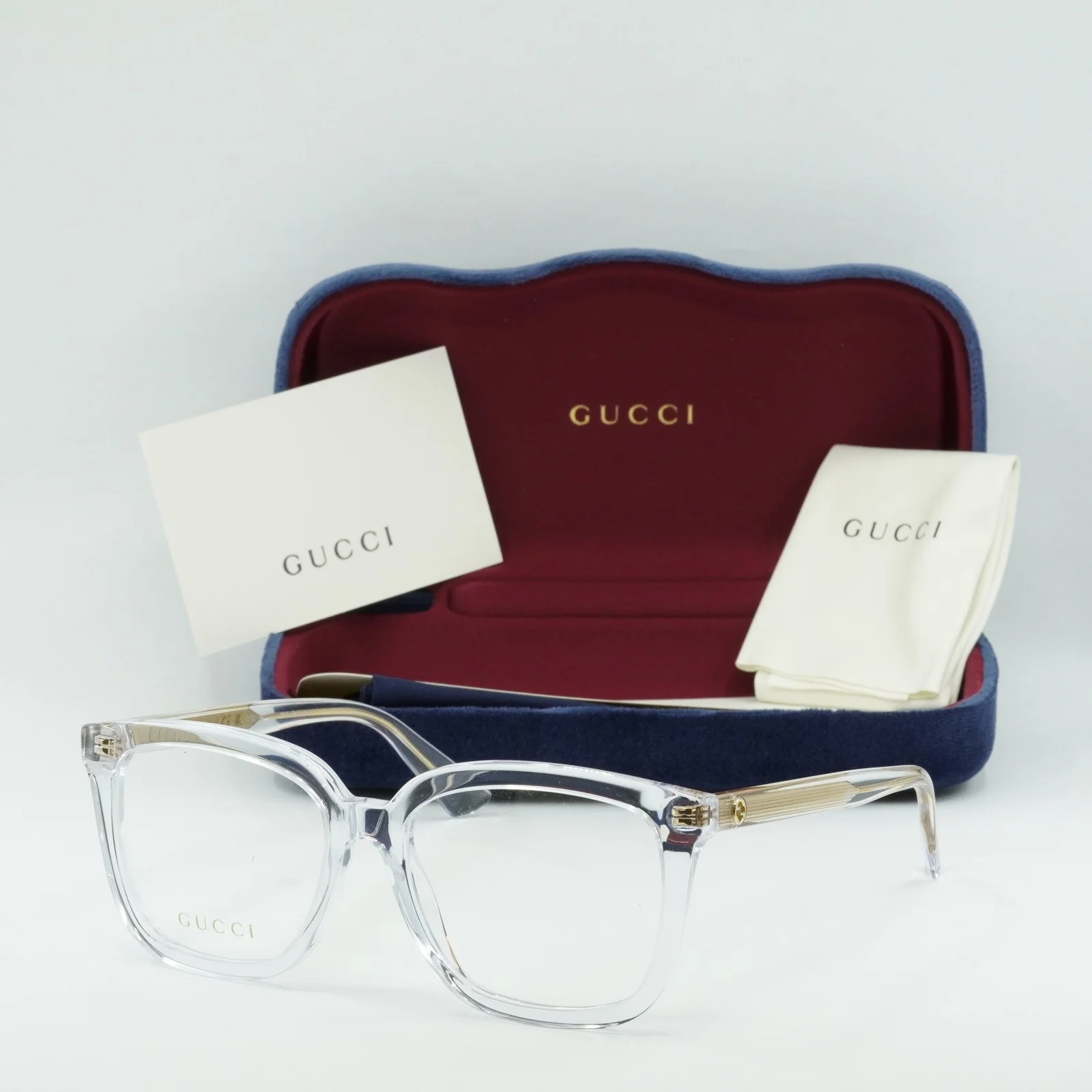 GUCCI GG1319O 003 Crystal 53mm Eyeglasses New Authentic